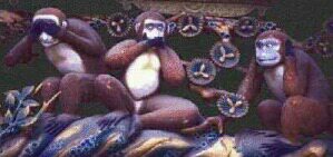 the 'Three Wise Monkies' at Toshogu Shrine, Japan