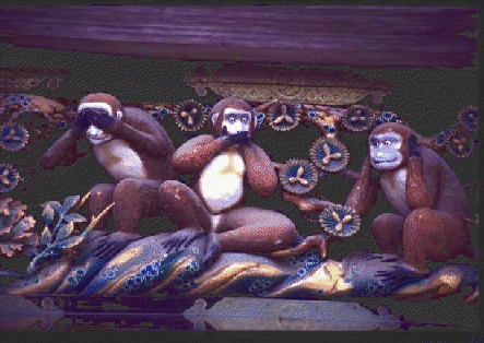 the 'Three Wise Monkies' at Toshogu Shrine, Japan